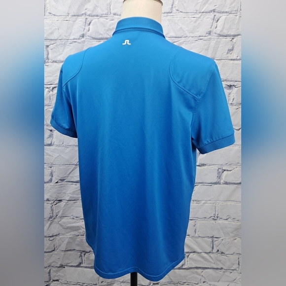 J. Lindeberg Mens Golf Polo Shirt Fieldsensor Fabric Asymmetrical Zip Blue Large - Picture 5 of 16